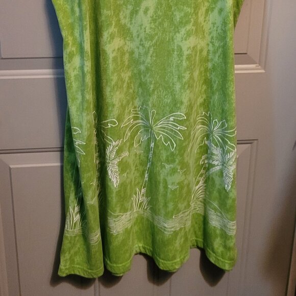 CW Classics Sleeveless Green Dress with Palm Trees Misses Medium - Picture 2 of 5